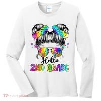 Hello 2nd Grade Messy Hair Bun Girl Back To School First Day Women's Long Sleeve Shirt thumb 0
