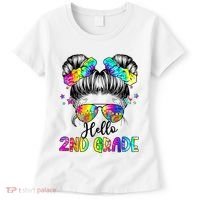 Hello 2nd Grade Messy Hair Bun Girl Back To School First Day Women's T-Shirt thumb 0
