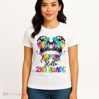 Hello 2nd Grade Messy Hair Bun Girl Back To School First Day Women's T-Shirt thumb 4