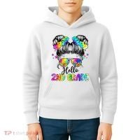 Hello 2nd Grade Messy Hair Bun Girl Back To School First Day Kids Hoodie thumb 4