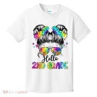 Hello 2nd Grade Messy Hair Bun Girl Back To School First Day Kids T-Shirt thumb 0