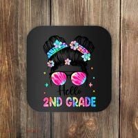 Hello 2nd Grade Messy Hair Bun Girl Back To School First Day Coaster thumb 0