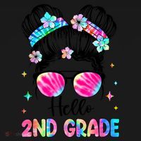 Hello 2nd Grade Messy Hair Bun Girl Back To School First Day Coaster thumb 2