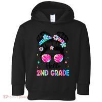 Hello 2nd Grade Messy Hair Bun Girl Back To School First Day Toddler Hoodie thumb 0