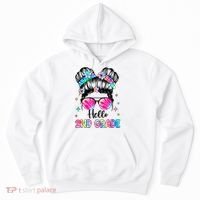 Hello 2nd Grade Messy Hair Bun Girl Back To School First Day Hoodie thumb 0