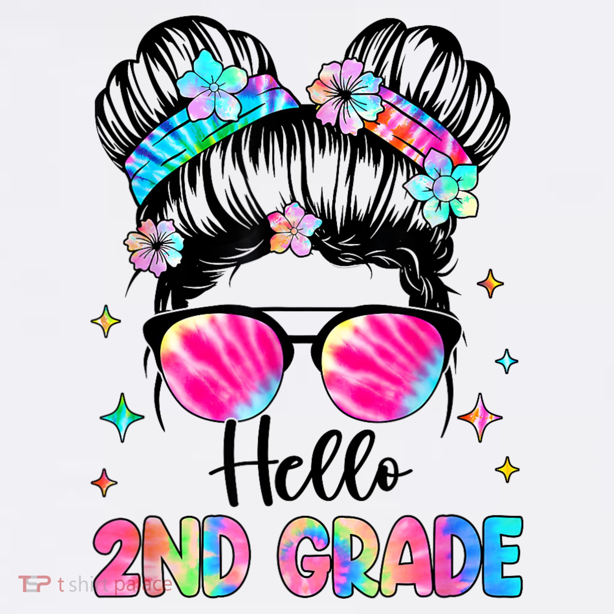 Hello 2nd Grade Messy Hair Bun Girl Back To School First Day Hoodie