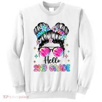 Hello 2nd Grade Messy Hair Bun Girl Back To School First Day Sweatshirt thumb 0