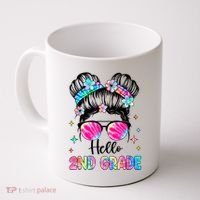 Hello 2nd Grade Messy Hair Bun Girl Back To School First Day Coffee Mug thumb 0
