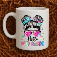 Hello 2nd Grade Messy Hair Bun Girl Back To School First Day Coffee Mug thumb 2