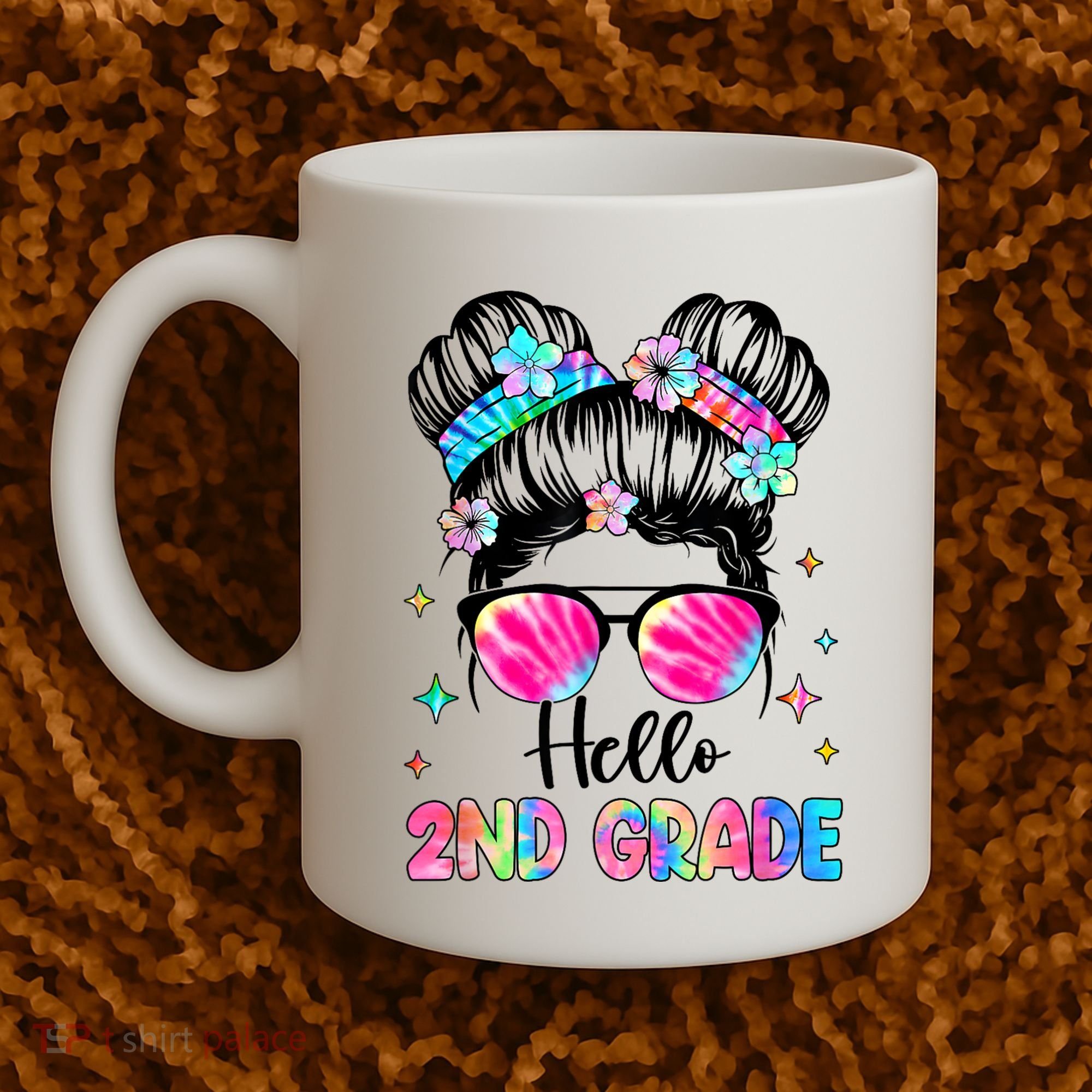 Hello 2nd Grade Messy Hair Bun Girl Back To School First Day Coffee Mug