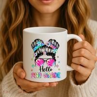 Hello 2nd Grade Messy Hair Bun Girl Back To School First Day Coffee Mug thumb 3