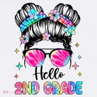 Hello 2nd Grade Messy Hair Bun Girl Back To School First Day Mousepad thumb 1