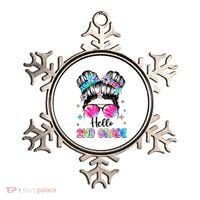 Hello 2nd Grade Messy Hair Bun Girl Back To School First Day Ornament thumb 0