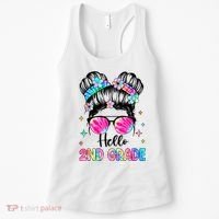 Hello 2nd Grade Messy Hair Bun Girl Back To School First Day Women's Tank Top thumb 0