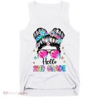 Hello 2nd Grade Messy Hair Bun Girl Back To School First Day Tank Top thumb 0