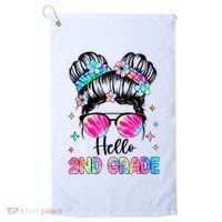 Hello 2nd Grade Messy Hair Bun Girl Back To School First Day Golf Towel thumb 0