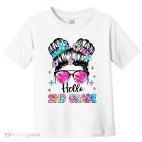 Hello 2nd Grade Messy Hair Bun Girl Back To School First Day Toddler T-Shirt thumb 0