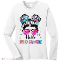 Hello 2nd Grade Messy Hair Bun Girl Back To School First Day Women's Long Sleeve Shirt thumb 0