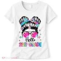 Hello 2nd Grade Messy Hair Bun Girl Back To School First Day Women's T-Shirt thumb 0