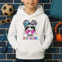 Hello 2nd Grade Messy Hair Bun Girl Back To School First Day Kids Hoodie thumb 2