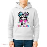 Hello 2nd Grade Messy Hair Bun Girl Back To School First Day Kids Hoodie thumb 4