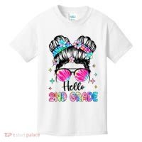 Hello 2nd Grade Messy Hair Bun Girl Back To School First Day Kids T-Shirt thumb 0