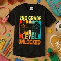 Hello 2nd Grade Level Unlocked Video Game Kids T-Shirt thumb 3