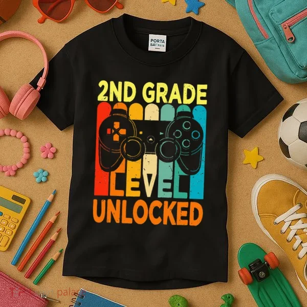 Hello 2nd Grade Level Unlocked Video Game Kids T-Shirt