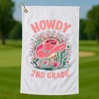 Howdy 2nd Grade Western Cowgirls Back To School Second Grade Golf Towel thumb 1