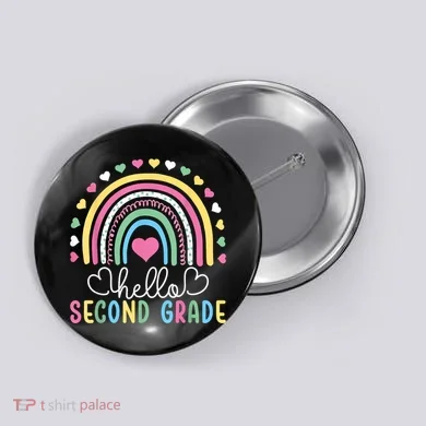 Hello 2nd Second Grade Teacher Button