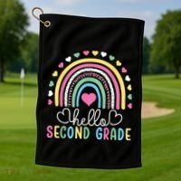 Hello 2nd Second Grade Teacher Golf Towel thumb 1