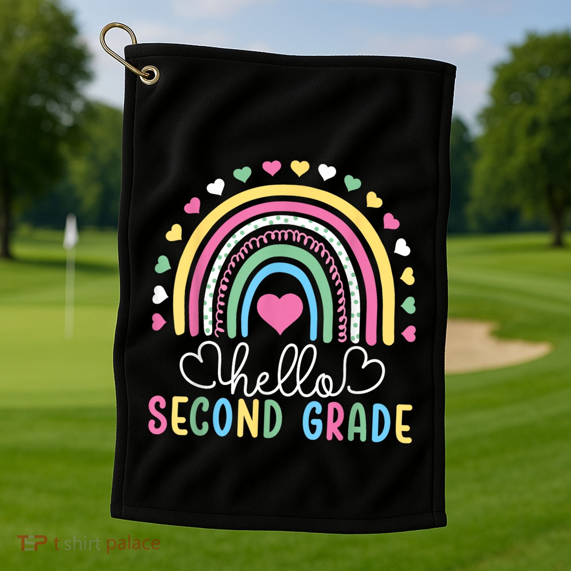 Hello 2nd Second Grade Teacher Golf Towel