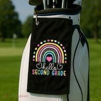 Hello 2nd Second Grade Teacher Golf Towel thumb 2