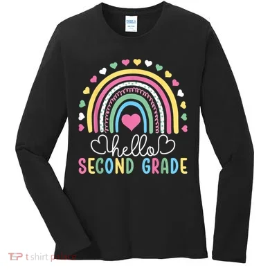 Hello 2nd Second Grade Teacher Women's Long Sleeve Shirt