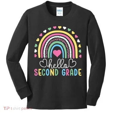 Hello 2nd Second Grade Teacher Kids Long Sleeve Shirt