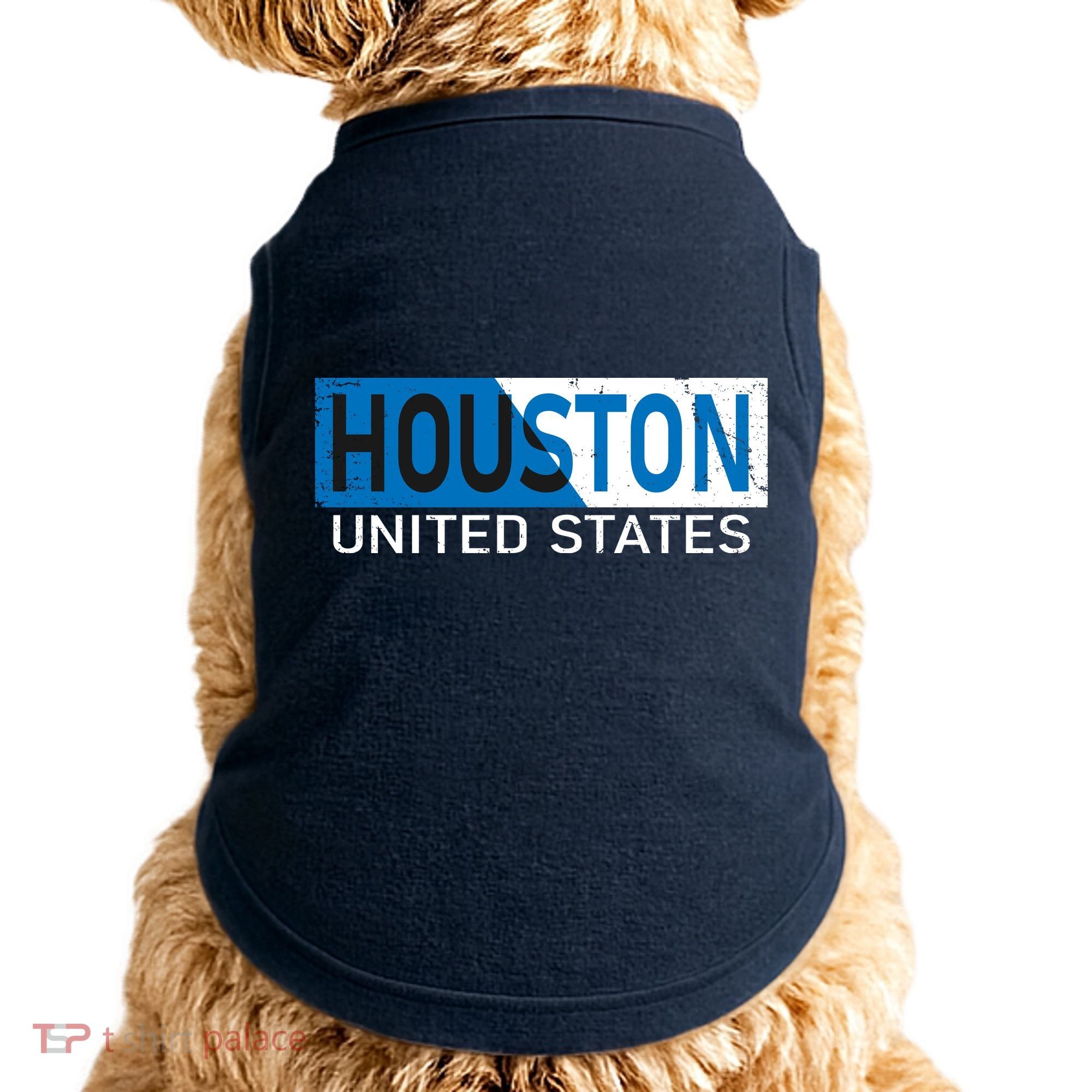 Houston 2 Tone Block Logo Doggie Tank