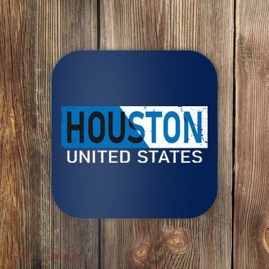 Houston 2 Tone Block Logo Coaster