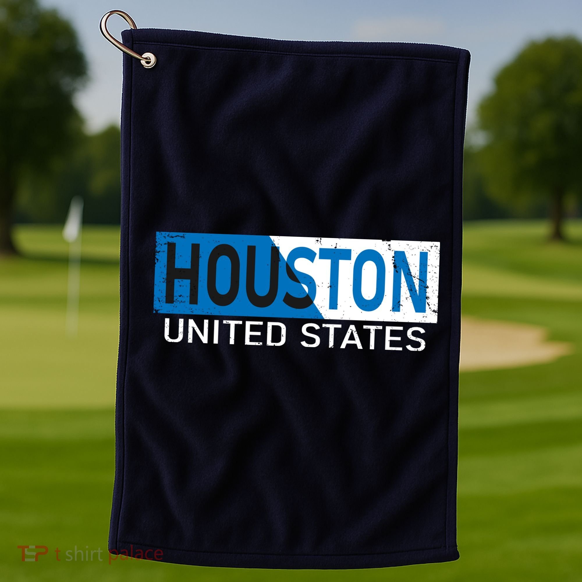Houston 2 Tone Block Logo Golf Towel