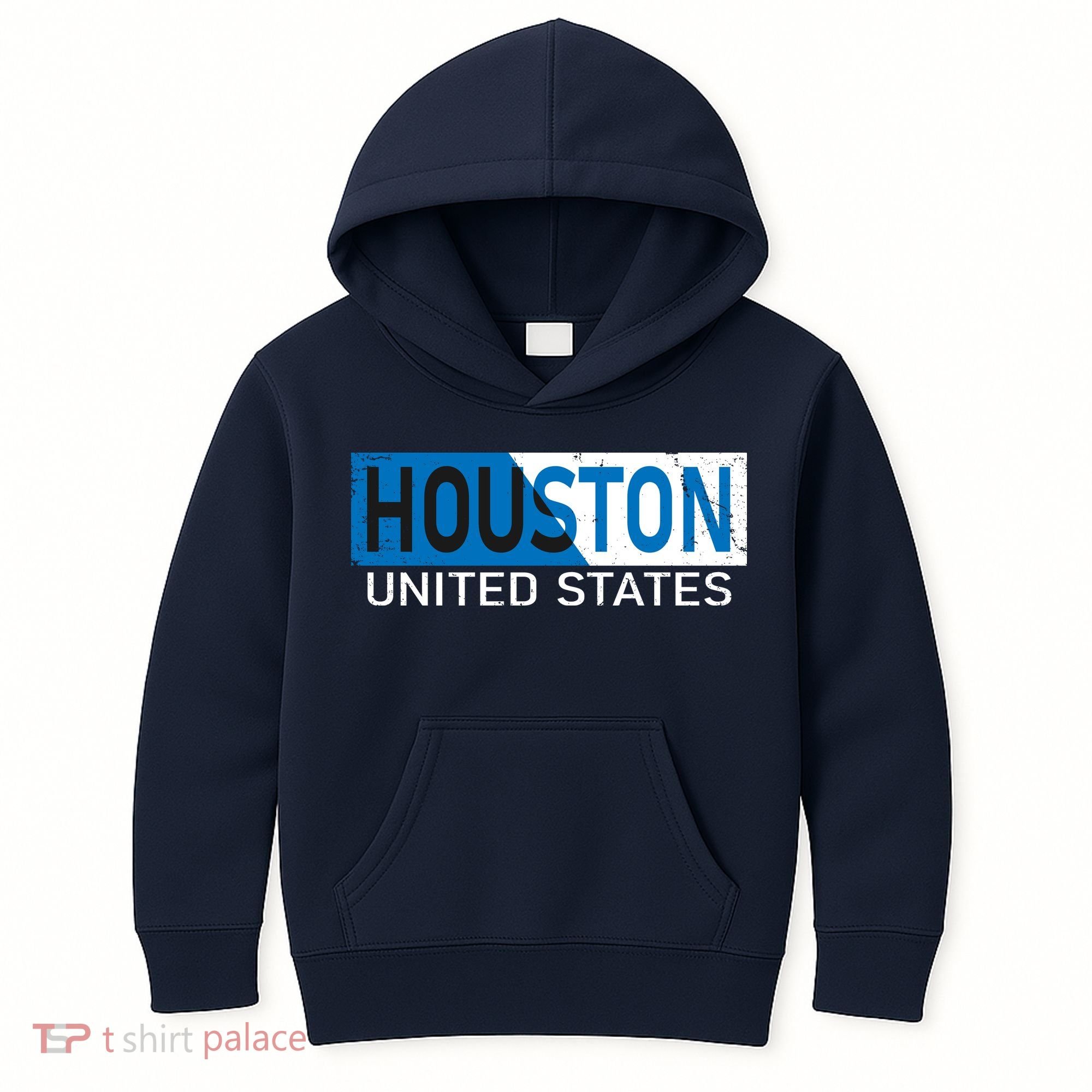 Houston 2 Tone Block Logo Kids Hoodie