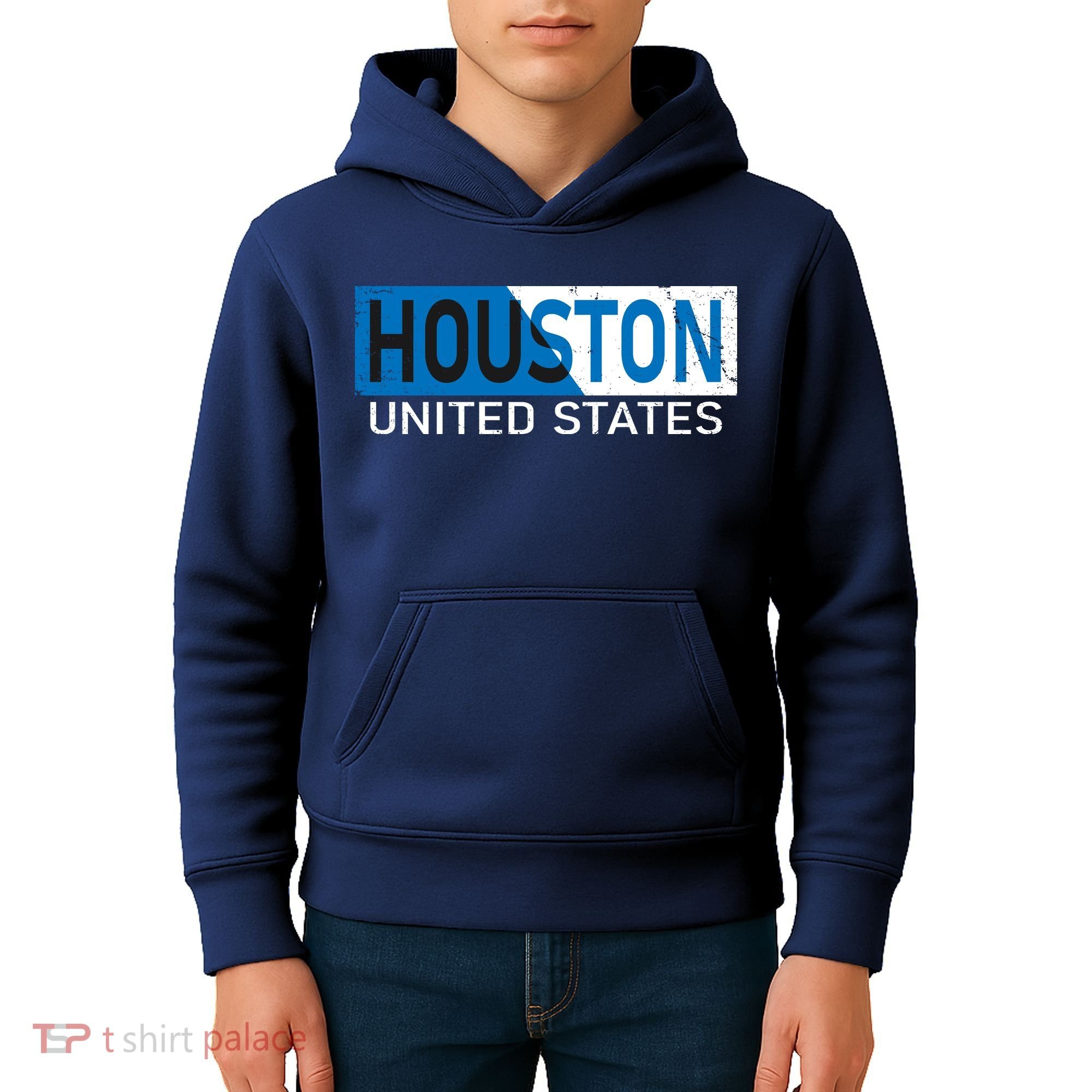 Houston 2 Tone Block Logo Kids Hoodie