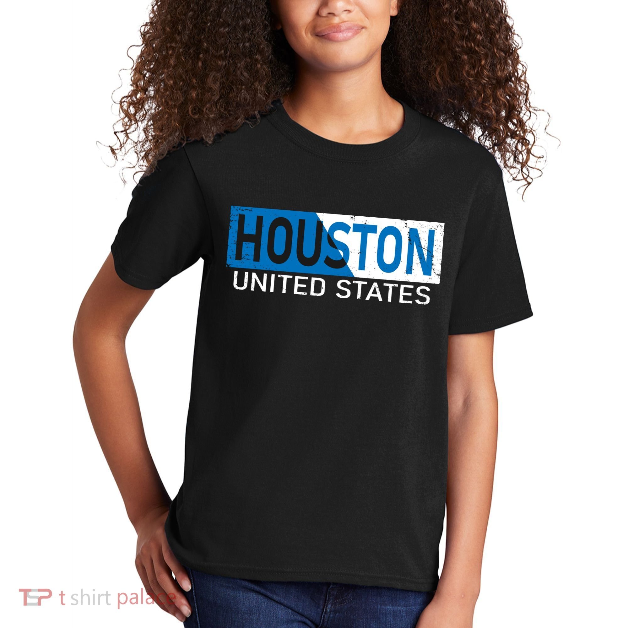 Houston 2 Tone Block Logo Kids T-Shirt