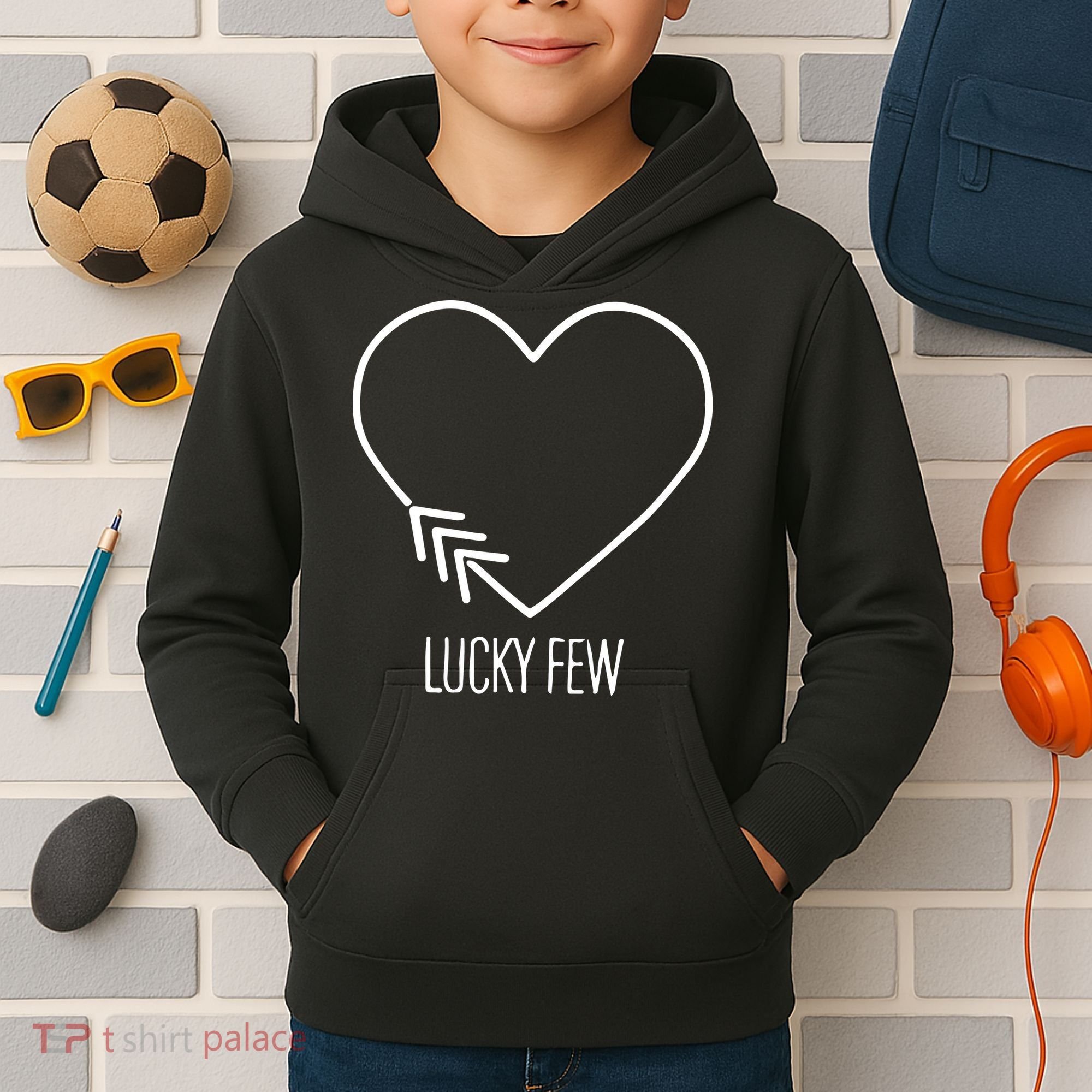 Heart 3 Arrows Lucky Few Tattoo Down Syndrome AwarenessDay Kids Hoodie