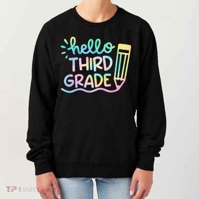 Hello 3rd Grade Tie Dye Teachers Kids Back To School Funny Women's Sweatshirt