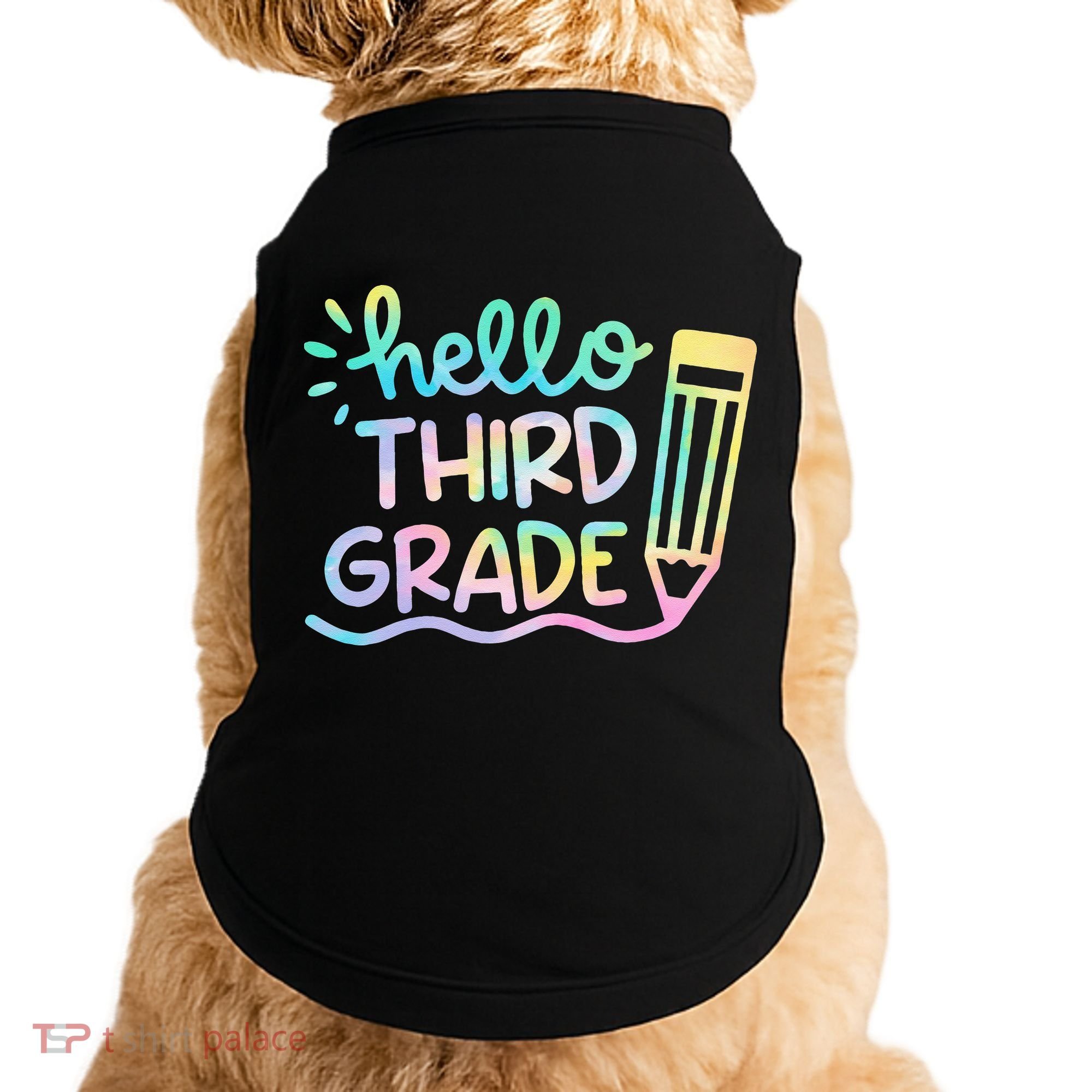 Hello 3rd Grade Tie Dye Teachers Kids Back To School Funny Doggie Tank