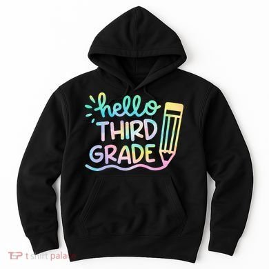 Hello 3rd Grade Tie Dye Teachers Kids Back To School Funny Hoodie