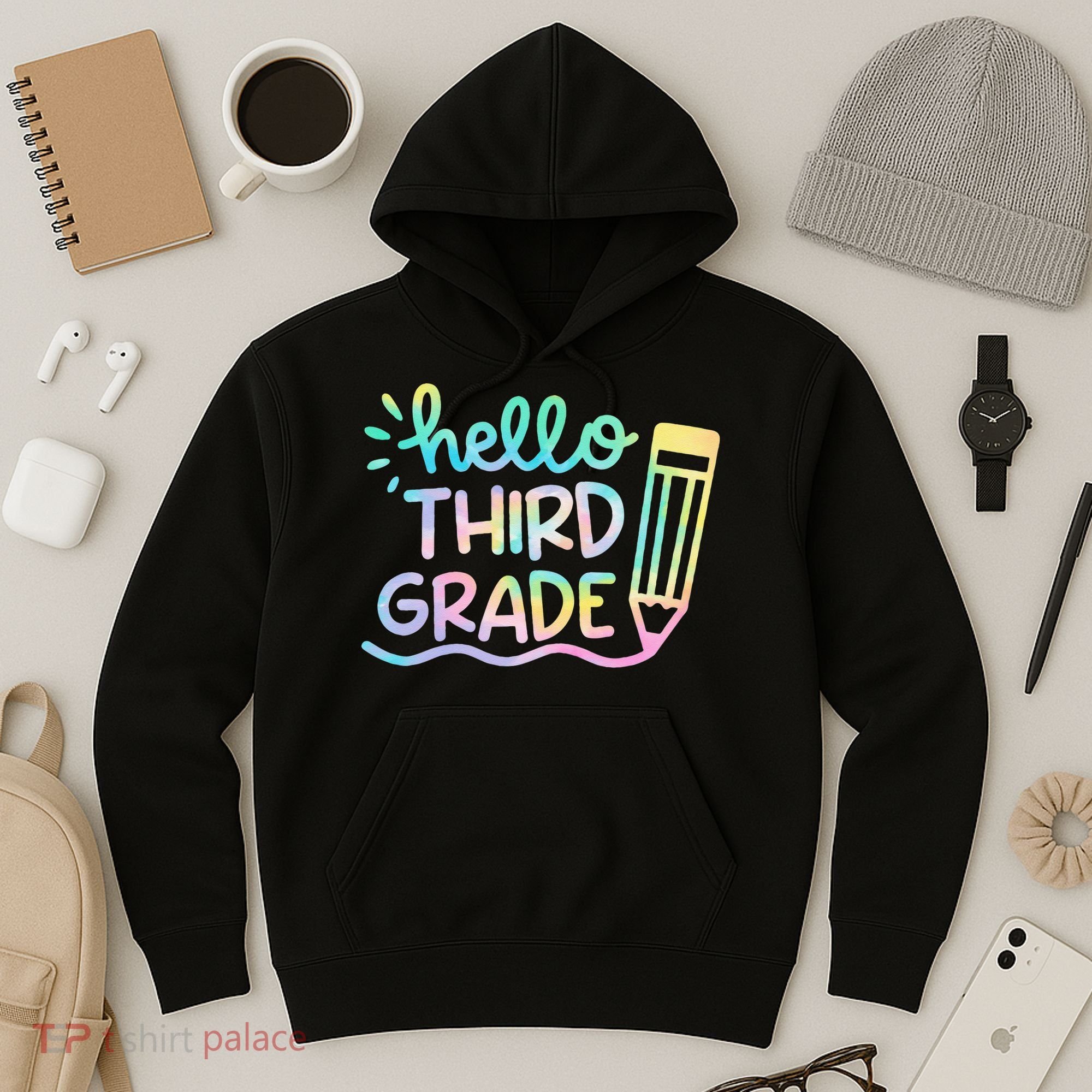 Hello 3rd Grade Tie Dye Teachers Kids Back To School Funny Hoodie