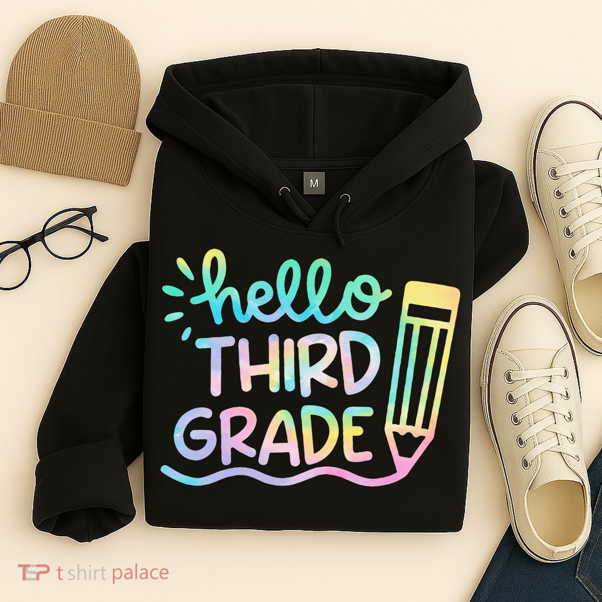 Hello 3rd Grade Tie Dye Teachers Kids Back To School Funny Hoodie