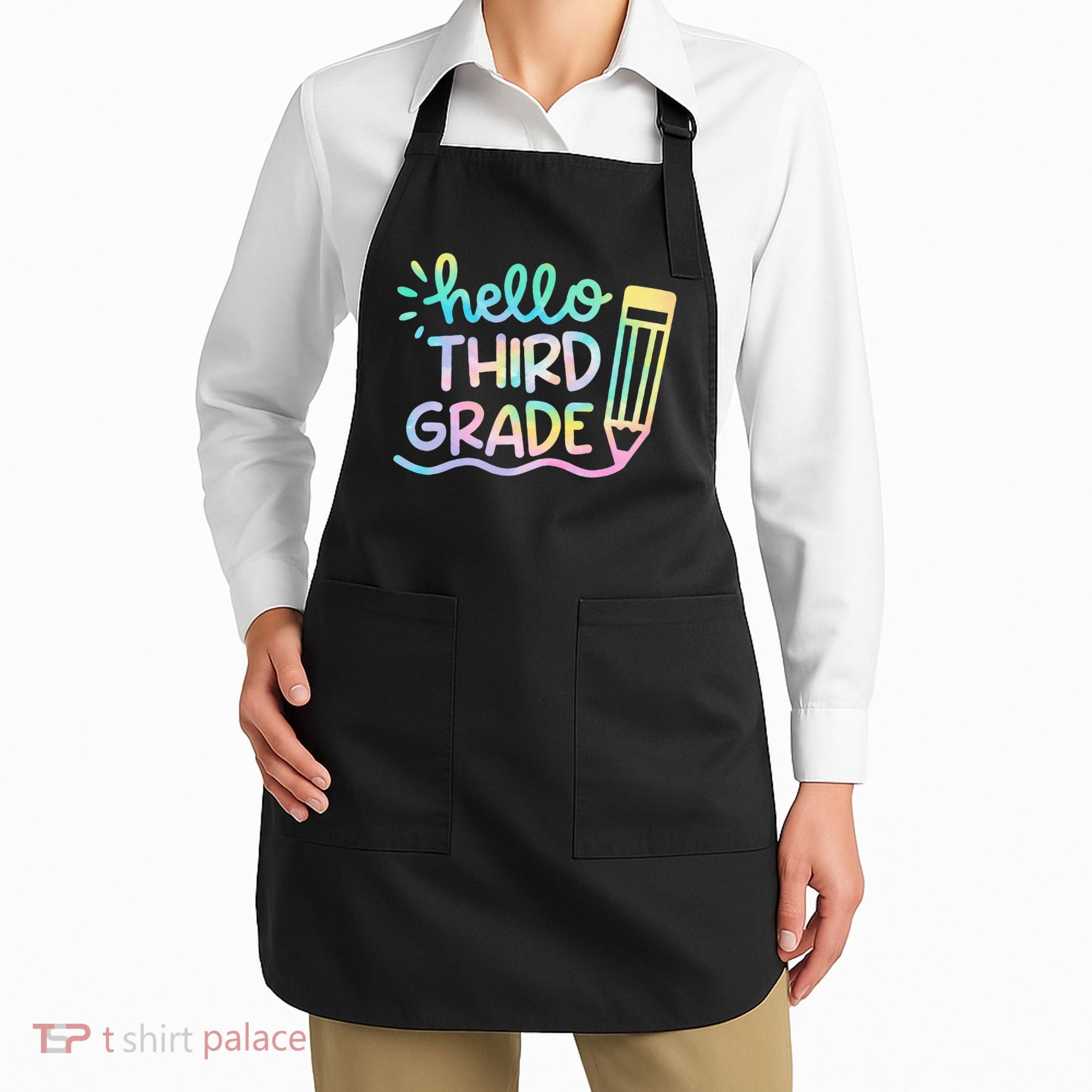 Hello 3rd Grade Tie Dye Teachers Kids Back To School Funny Apron