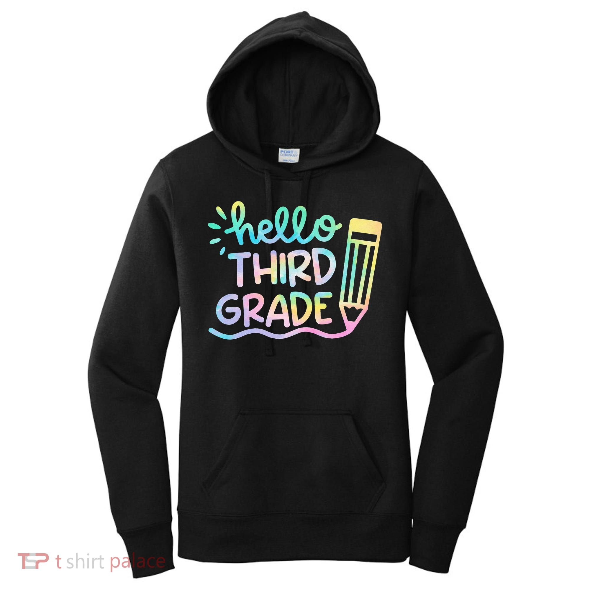 Hello 3rd Grade Tie Dye Teachers Kids Back To School Funny Women's Hoodie