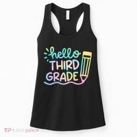 Hello 3rd Grade Tie Dye Teachers Kids Back To School Funny Women's Tank Top thumb 0